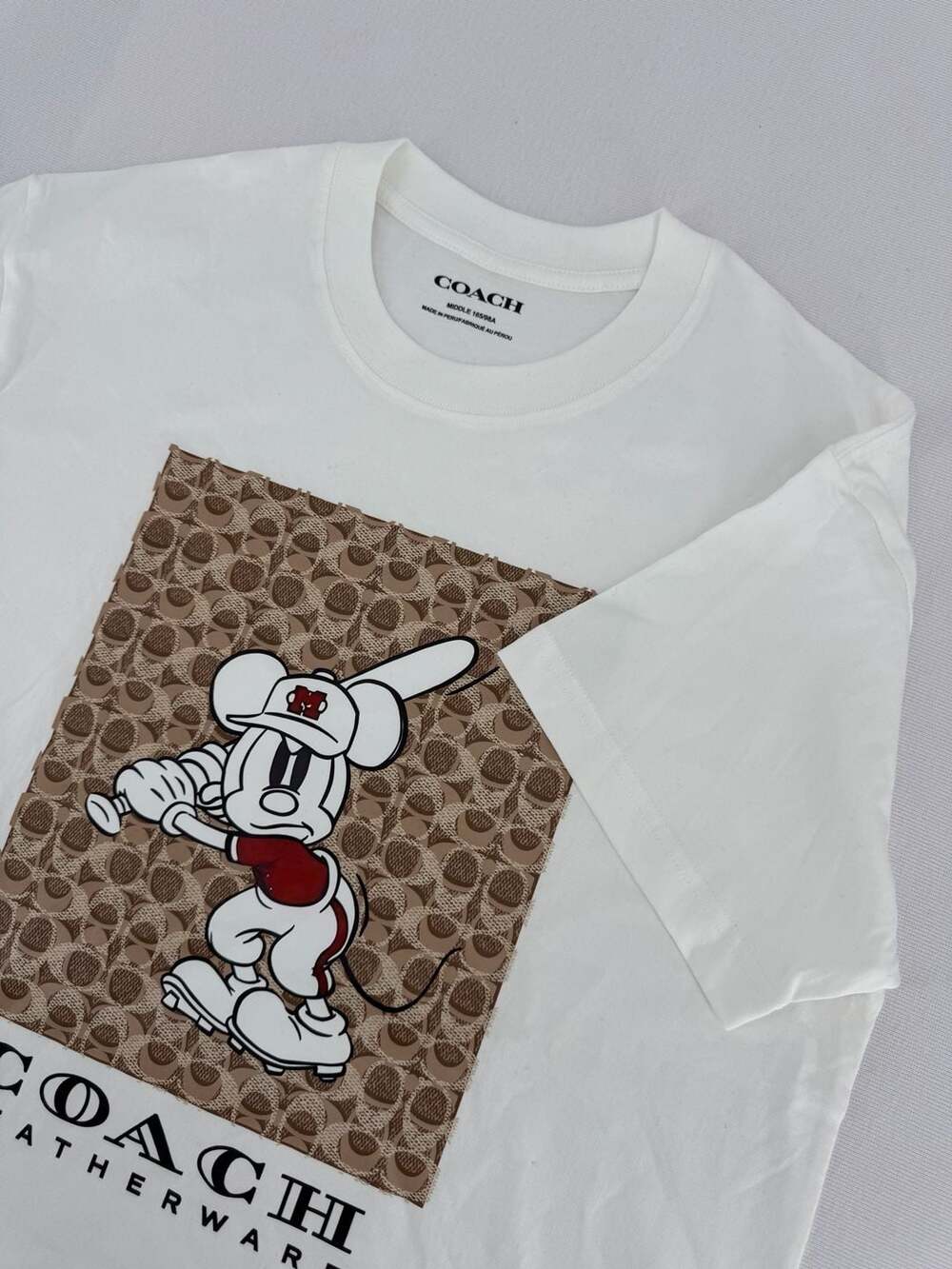 Coach Disney Signature Mickey Mouse T-Shirt Middle 165/98A White Cotton